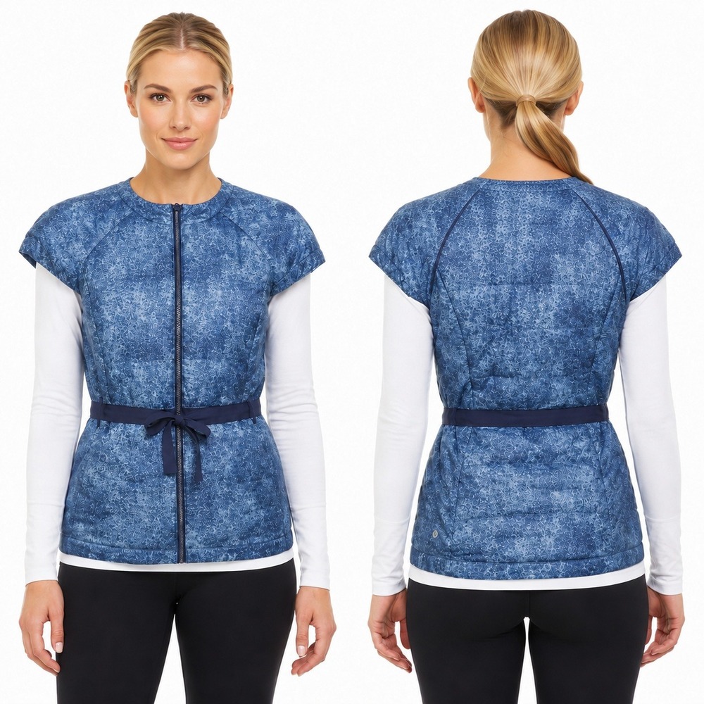Lululemon Spring Fling Down Filled Puffy Vest Blue Size 8 Missing Hood